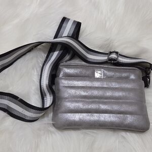 THINK ROYLN Metallic Silver Adjustable Guitar Strap Crossbody Bag